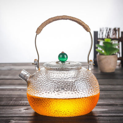 Théière en verre d'espace libre résistant à la chaleur d'émail pour la taille de floraison de coutume de thé/café fournisseur