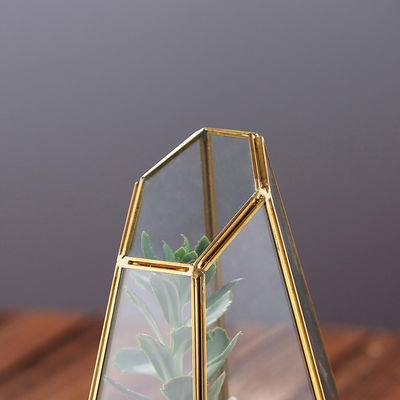 Grands vases en cristal faits sur commande, métal géométrique de vase à or clair + matériel en verre fournisseur