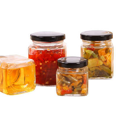 Pots en verre de place de stockage de nourriture, Portable 4 pouces de bouche de pots de large en verre fournisseur