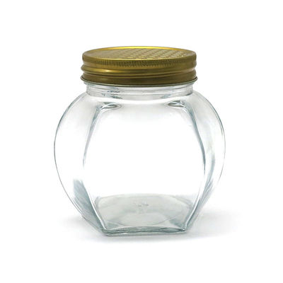 Pot hermétique sûr de miel de nourriture transparente, pots en verre d'hexagone de miel de stockage fournisseur