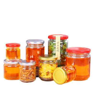 Pot en verre de miel de label sans plomb de joint avec la forme ronde de catégorie comestible de couvercle de bidon fournisseur