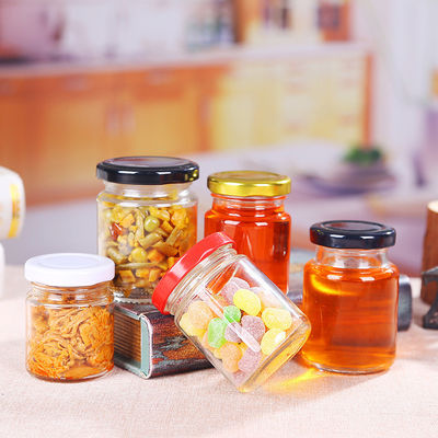 Pot en verre de miel de label sans plomb de joint avec la forme ronde de catégorie comestible de couvercle de bidon fournisseur