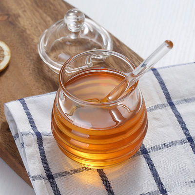 Pot de miel en verre de Borosilicate avec écologique résistant à la chaleur de dispositif d'écoulement fournisseur