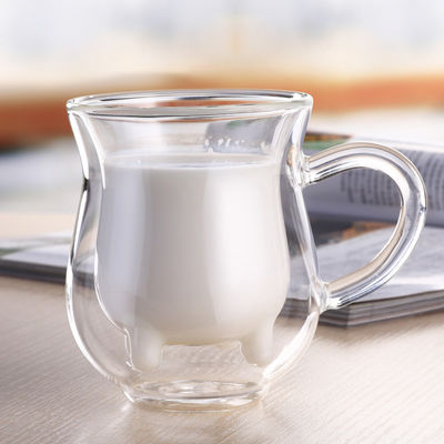Forme en verre de mamelon de vache à lait de tasse de veau de mur mignon de double non facile à cassé fournisseur