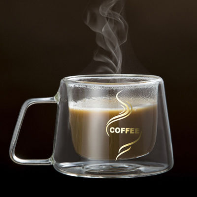Tasses en verre faites main de cappuccino, verres à double paroi de pyrex avec des poignées fournisseur