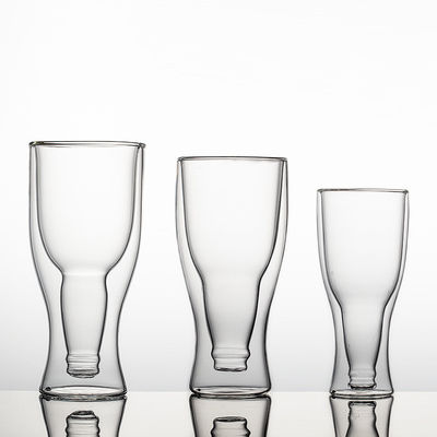 Doubles verres à boire de mur de Borosilicate, tasses réutilisables de puanteur de bière d'espace libre fournisseur