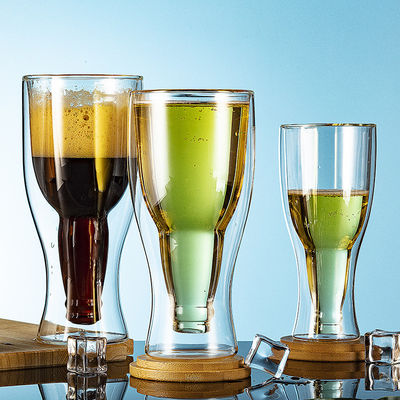 Doubles verres à boire de mur de Borosilicate, tasses réutilisables de puanteur de bière d'espace libre fournisseur