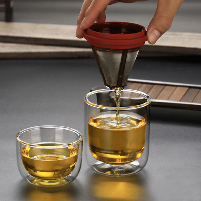 Petite taille en verre toute de tasse de café de voyage portatif dans des services à thé d'un fabricant de café fournisseur