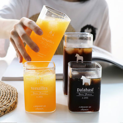 Tasse en verre carrée faite main, tasses minces en verre de Borosilicate de mur pour le boire fournisseur