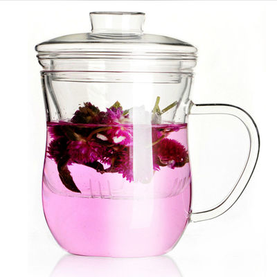 La tasse en verre d'Infuser de thé en verre de filtre a adapté le logo aux besoins du client pour le bureau/voyage fournisseur