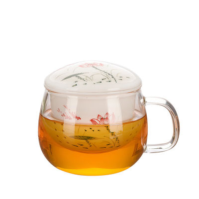 Tasse d'Infuser de thé en verre de Borosilicate avec la capacité en céramique de filtre/couvercle 280ml fournisseur