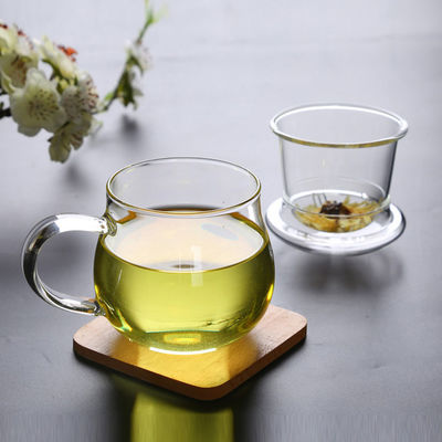 Tasse en verre d'Infuser de thé de trois morceaux, tasse en verre résistante à la chaleur transparente fournisseur