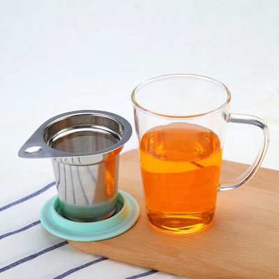 tasse en verre du thé 350ml avec Infuser et couvercle, 304 tasses de thé en verre de Borosilicate de filtre d'acier inoxydable fournisseur
