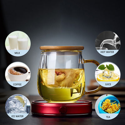 Tasse de thé en verre d'espace libre en bambou de couverture avec Infuser, fabricant de thé soufflé par main de bureau fournisseur