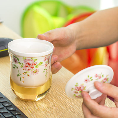 Haute tasse d'Infuser de thé en verre de Borosilicate avec le filtre en céramique facile à nettoyer fournisseur