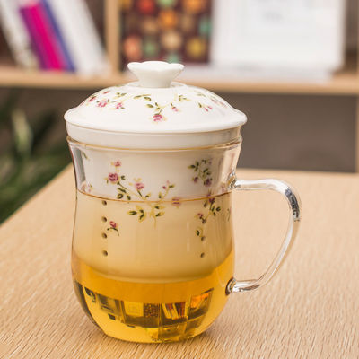 Haute tasse d'Infuser de thé en verre de Borosilicate avec le filtre en céramique facile à nettoyer fournisseur