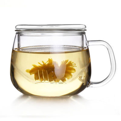 Tasse d'Infuser en verre de Borosilicate, tasse de thé de trois morceaux avec le filtre et couvercle fournisseur