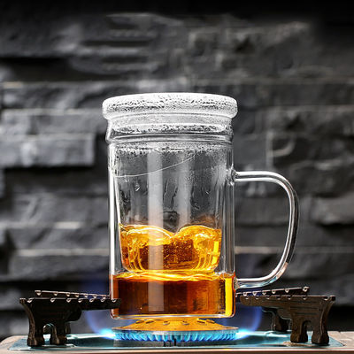 Tasse faite main transparente de tamis de thé, café 400ml/tasse de thé avec le filtre fournisseur