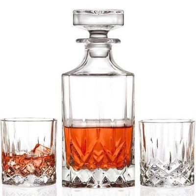 Décanteur clair sans plomb de vin rouge, ensemble formé unique en verre de boisson alcoolisée de whiskey fournisseur