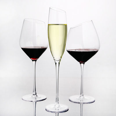 Verre de vin oblique des industries 450ml, verres en cristal formés uniques de Champagne fournisseur