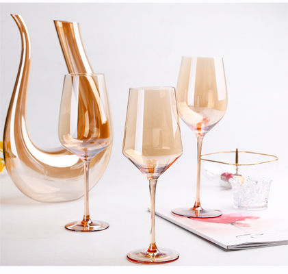 Cannelures de Champagne ambres plaquées soufflées par bouche en cristal claire en verre de vin fournisseur