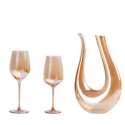 Cannelures de Champagne ambres plaquées soufflées par bouche en cristal claire en verre de vin fournisseur