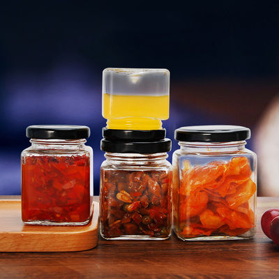 Pots en verre de sucrerie de miel carré d'abeille, conteneur de nourriture en verre durable facile à utiliser fournisseur