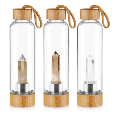 quartz Crystal Water Infuser Bottle de 18oz 550ml avec le couvercle en bambou fournisseur