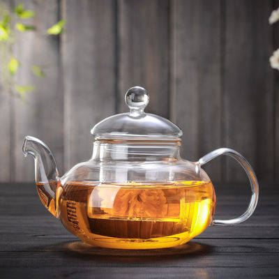 Bouilloire de thé en verre claire à la maison, théière en verre résistante à la chaleur de floraison de feuilles mobiles fournisseur