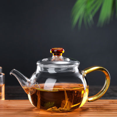 Haute théière de verre trempé de Borosilicate, service à thé transparent de floraison fournisseur