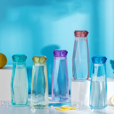 Bouteilles d'eau potables en verre transparentes, bouteille en verre de sports avec le couvercle de diamant fournisseur