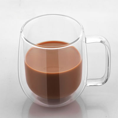 Tasses d'expresso isolées par poignée facile de prise, tasse de lait en verre de Borosilicate fournisseur