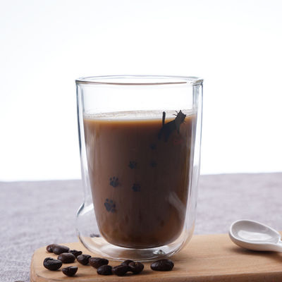 Tasse créative de griffe de chat de lait/café, doubles tasses en verre isolées soufflées par main fournisseur