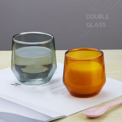 Double verre de Borosilicate soufflé de tasse de café de thermos de mur par main en verre matériel fournisseur