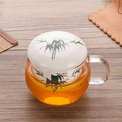 Tasse d'Infuser de thé en verre de Borosilicate avec la capacité en céramique de filtre/couvercle 280ml fournisseur