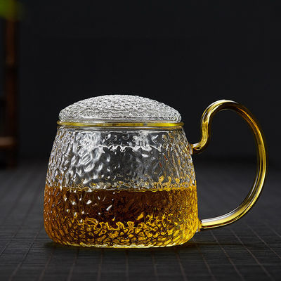 Anti tasse de thé de la chaleur 400ml, floraison/tasse en verre de thé feuilles mobiles avec le couvercle fournisseur