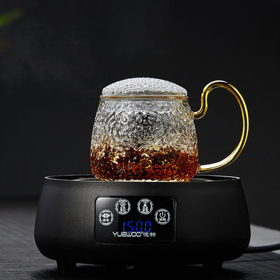 Anti tasse de thé de la chaleur 400ml, floraison/tasse en verre de thé feuilles mobiles avec le couvercle fournisseur