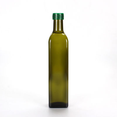 Bouteille en verre vert-foncé carrée vide, service à condiments en verre écologique d'huile d'olive fournisseur