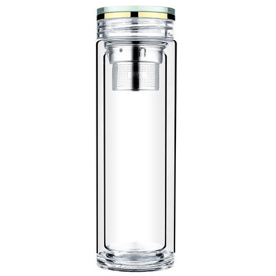 La bouteille d'eau en verre épaisse de double mur avec le couvercle en cristal BPA libèrent écologique fournisseur