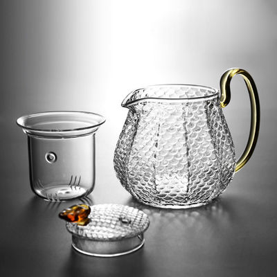 Le coffre-fort en verre clair résistant à la chaleur de Stovetop de théière incurvé pousse le fabricant de thé en verre fournisseur