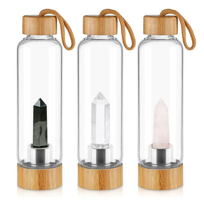 quartz Crystal Water Infuser Bottle de 18oz 550ml avec le couvercle en bambou fournisseur
