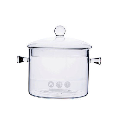 Pot à cuire en verre de la casserole 1500ml résistante à la chaleur de Borosilicate fournisseur